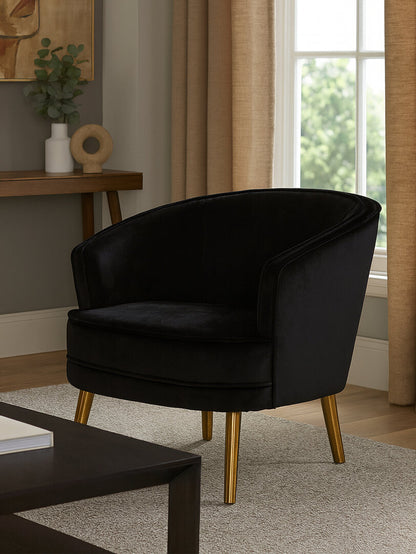 Como Black Velvet Round Chair