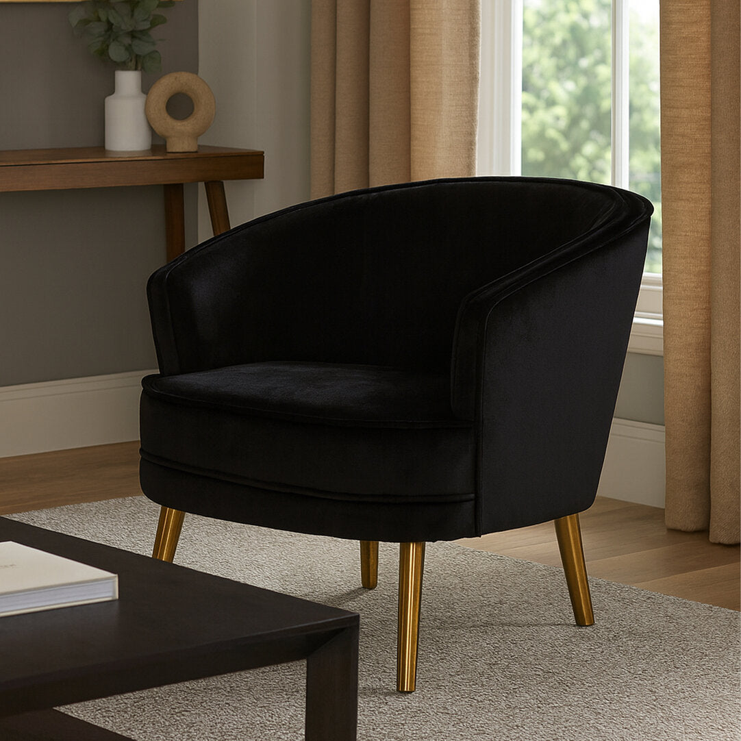 Como Black Velvet Round Chair