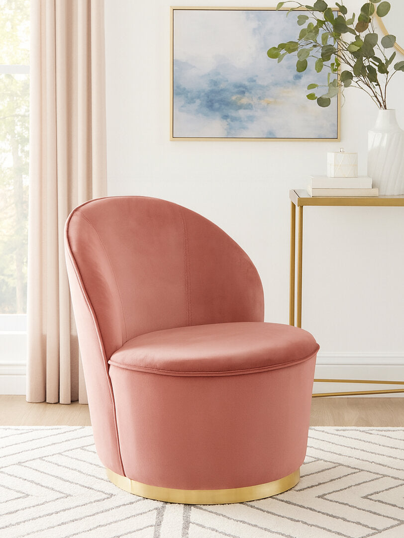 Devon Dusty Pink Velvet Gold Base Chair