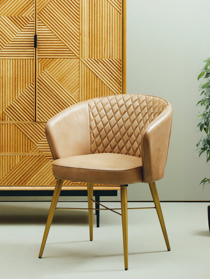 Verona Grey Leather Chair With Gold Finish Legs