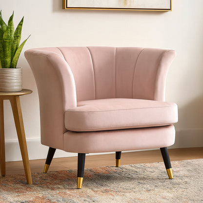 Regent Dusky Pink Velvet Curved Accent Chair