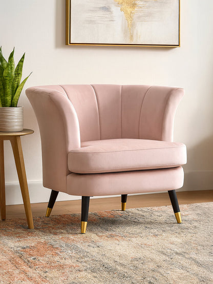 Regent Dusky Pink Velvet Curved Accent Chair