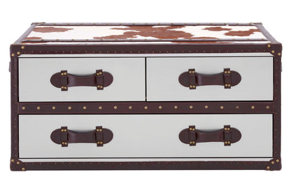 Vienna Brown and White Hair Ob Leather Coffee Table