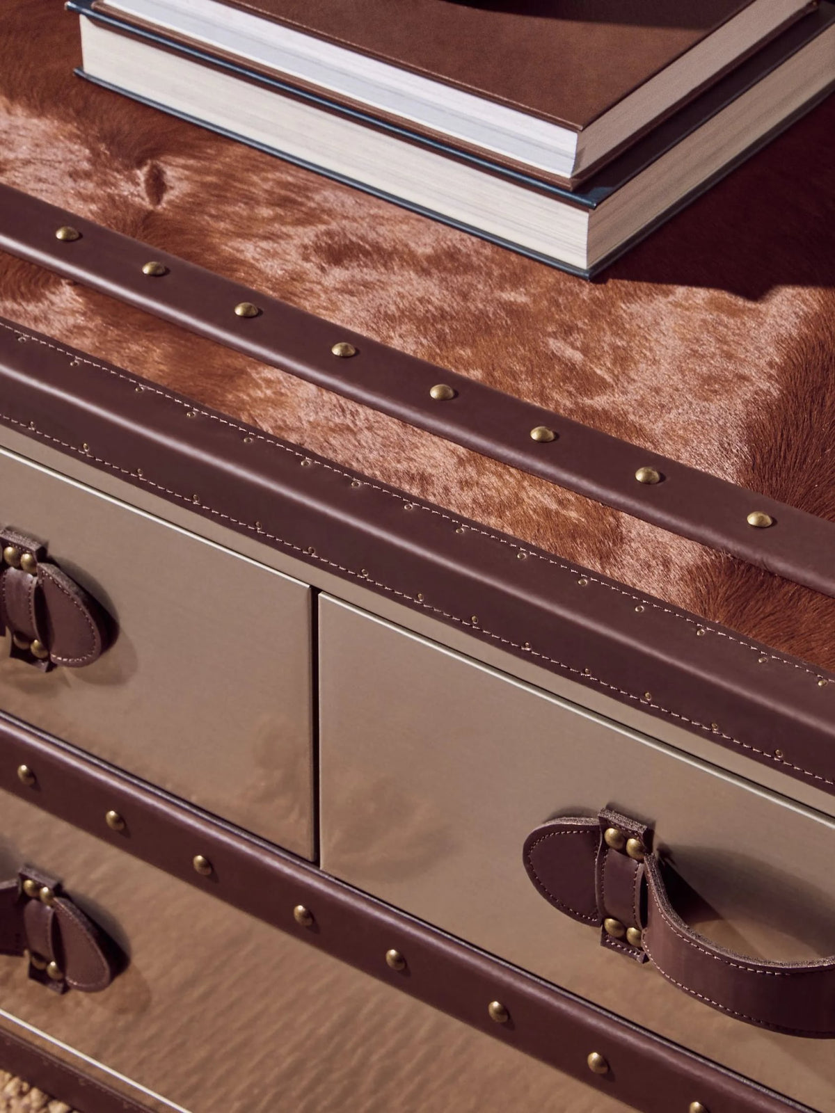 Vienna Brown and White Hair Ob Leather Coffee Table