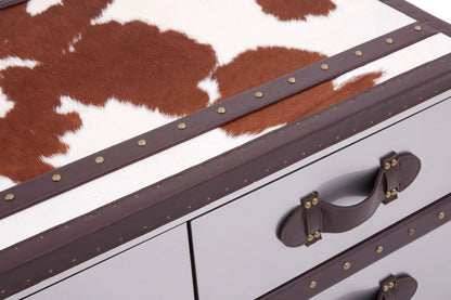 Vienna Brown and White Hair Ob Leather Coffee Table