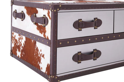 Vienna Brown and White Hair Ob Leather Coffee Table