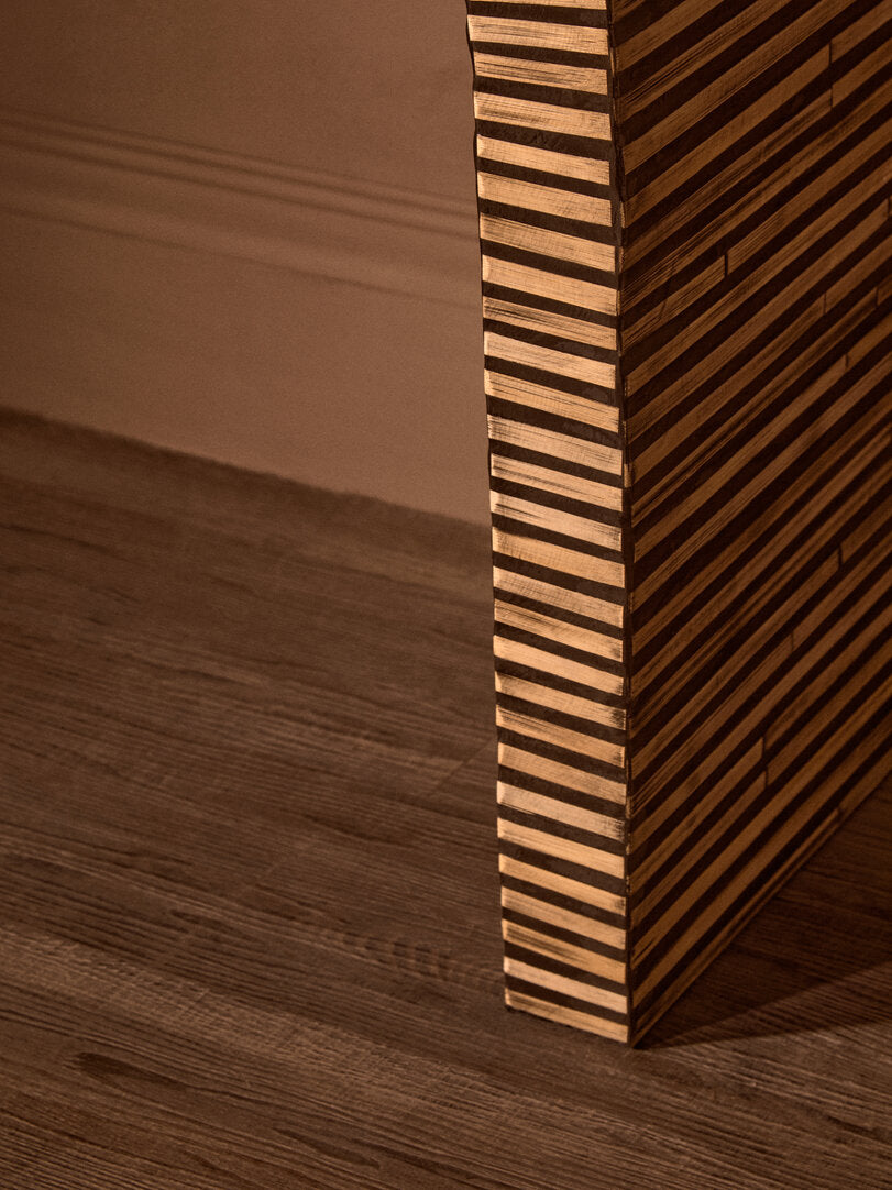 Milan Bamboo Inlay Curved Console Table