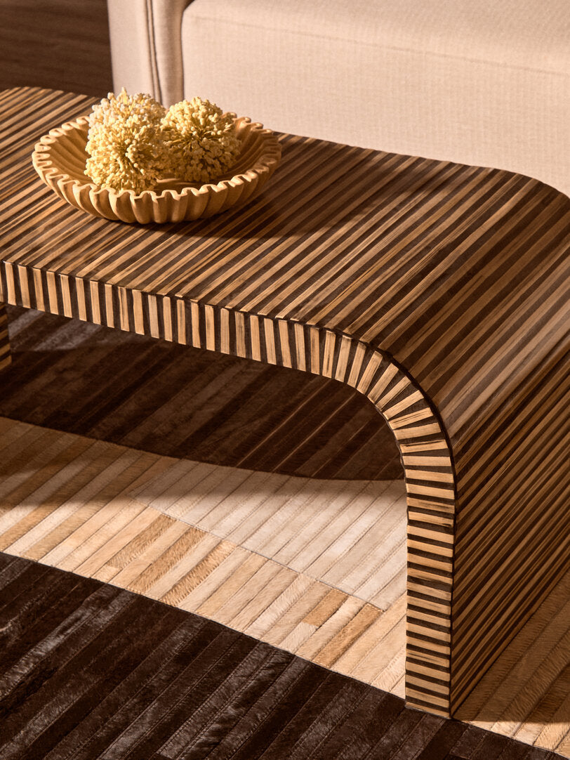 Milan Bamboo Inlay Curved Coffee Table