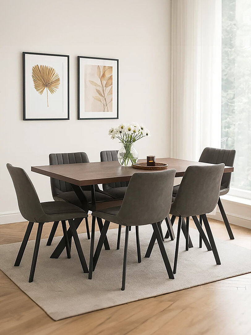 Portofino Rectangle Dining Table with 6 Chairs Set