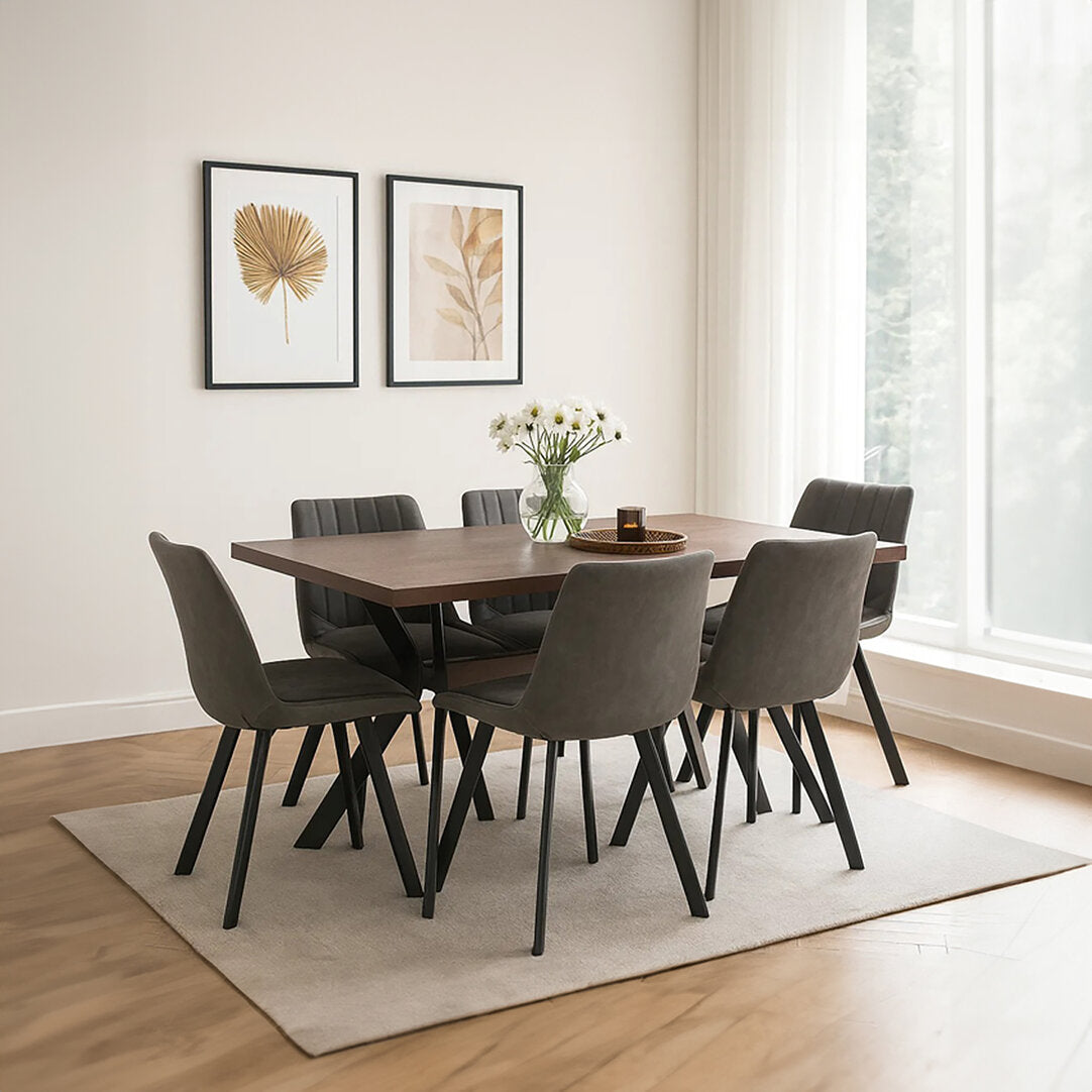 Portofino Rectangle Dining Table with 6 Chairs Set