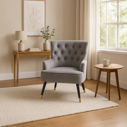 Regent Grey Velvet Tufted Chair