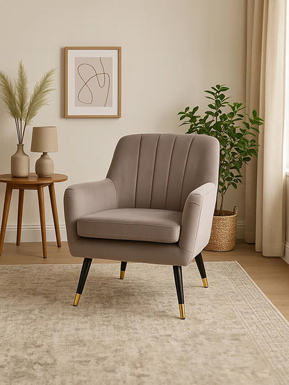 Regent Mink Velvet Accent Chair With Black Legs