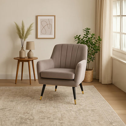 Regent Mink Velvet Accent Chair With Black Legs