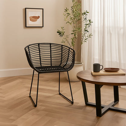 Hudson Black Natural Rattan Chair