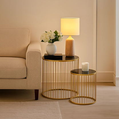 Notting Set Of Two Black And Gold Side Tables