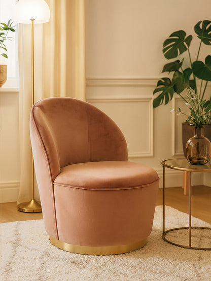 Devon Dusty Pink Velvet Gold Base Chair