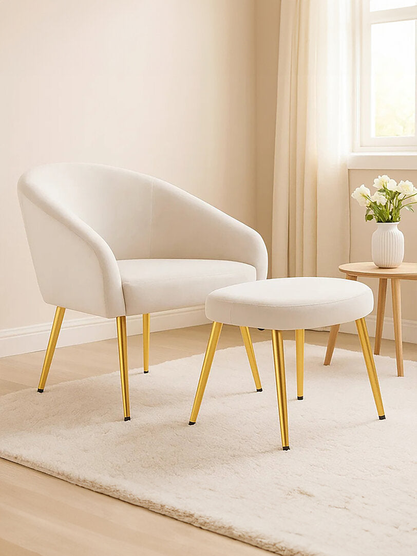Hudson Beige Chair And Footstool