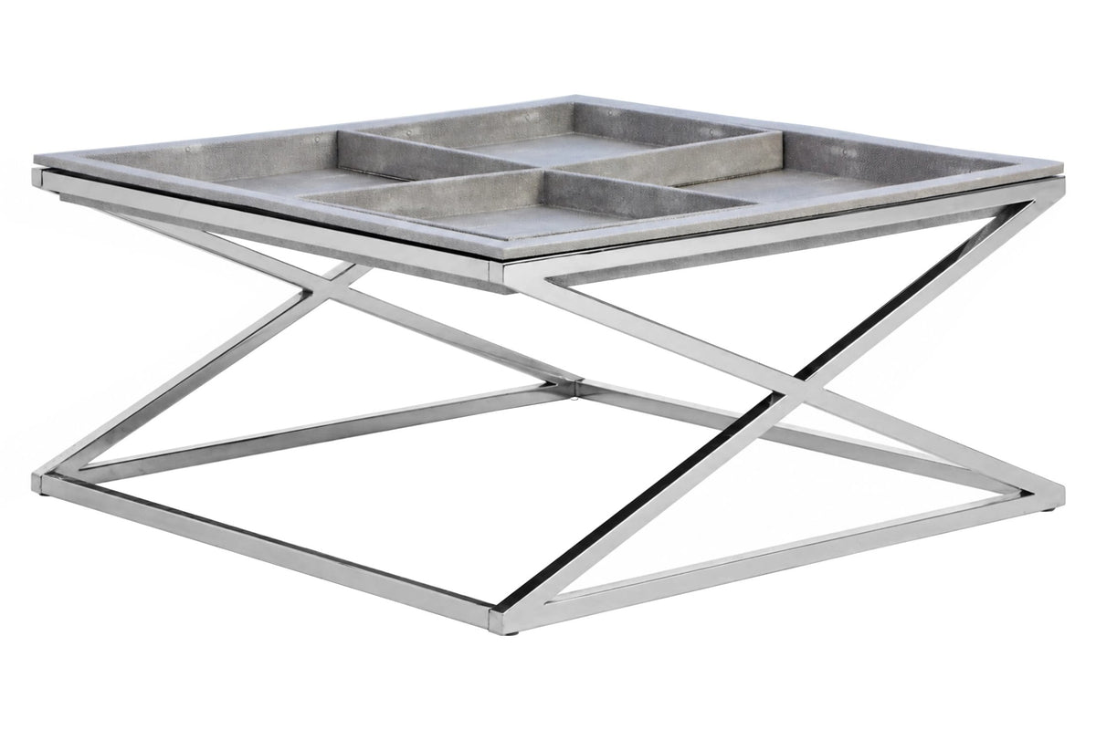 Ashbourne Grey Shagreen Effect Tray Coffee Table