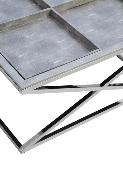 Ashbourne Grey Shagreen Effect Tray Coffee Table
