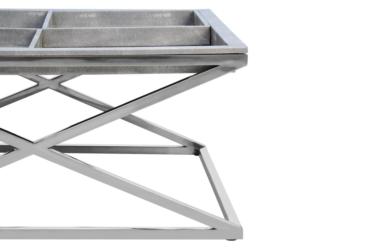 Ashbourne Grey Shagreen Effect Tray Coffee Table