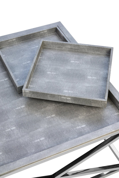 Ashbourne Grey Shagreen Effect Tray Coffee Table