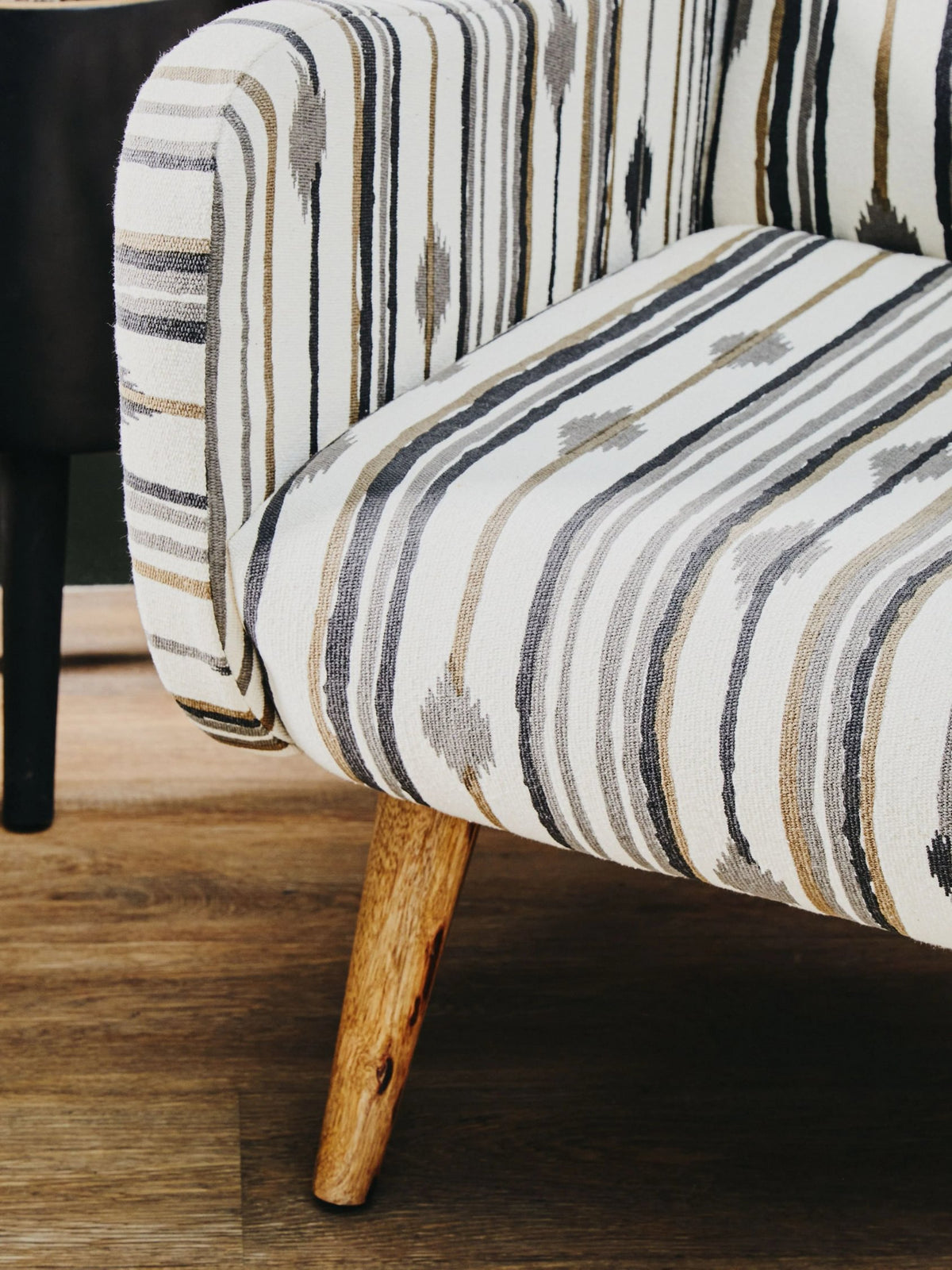 Granada Black and White Ikat Design Accent Chair
