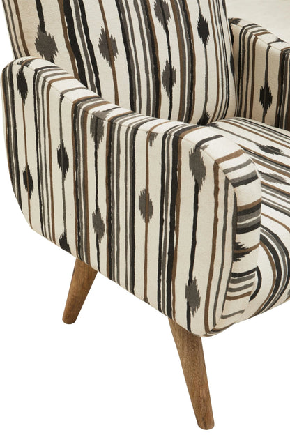 Granada Black and White Ikat Design Accent Chair