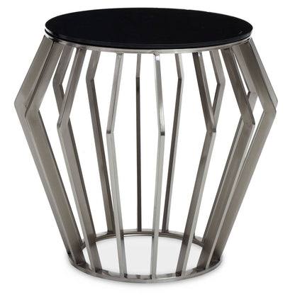 Monaco Large Round Side Table with Black Glass 