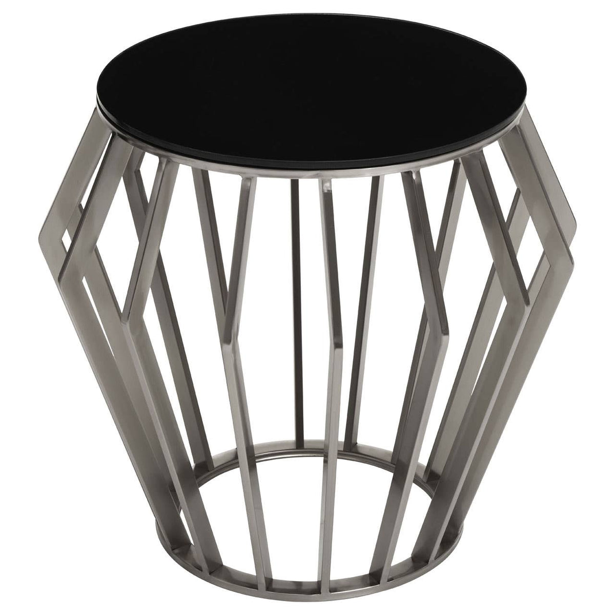 Monaco Large Round Side Table with Black Glass 