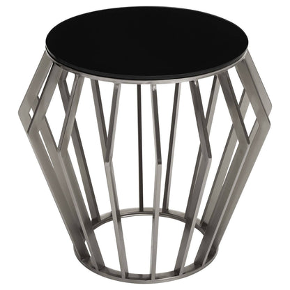 Monaco Large Round Side Table with Black Glass 