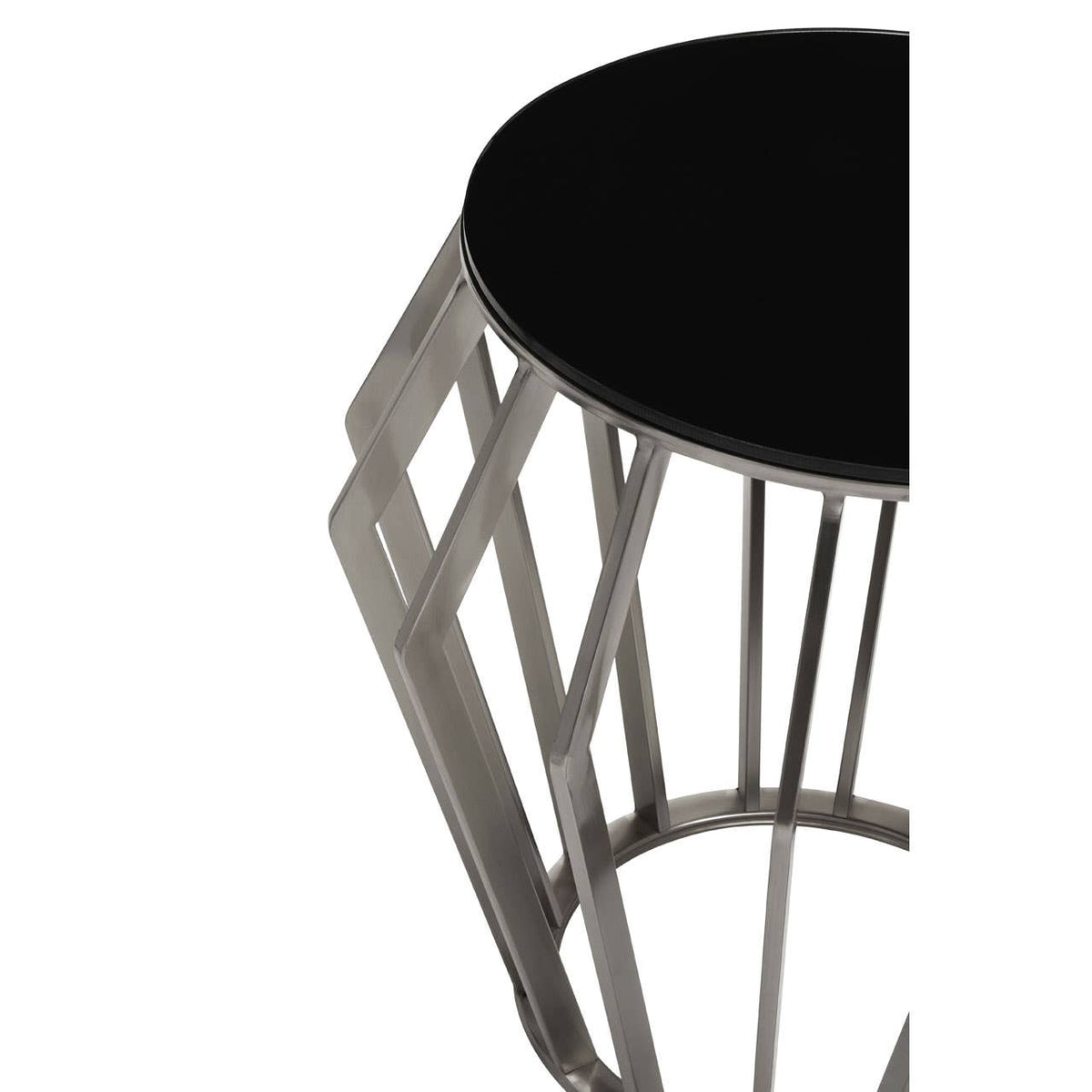 Monaco Large Round Side Table with Black Glass 