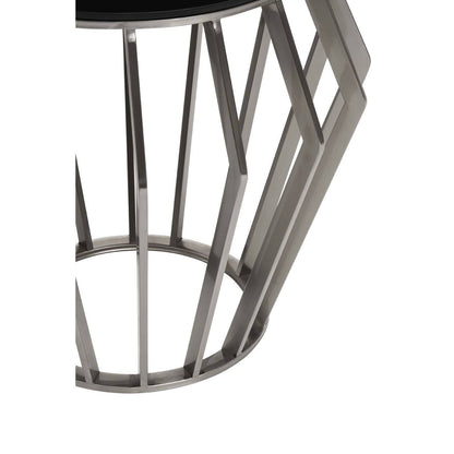 Monaco Large Round Side Table with Black Glass 