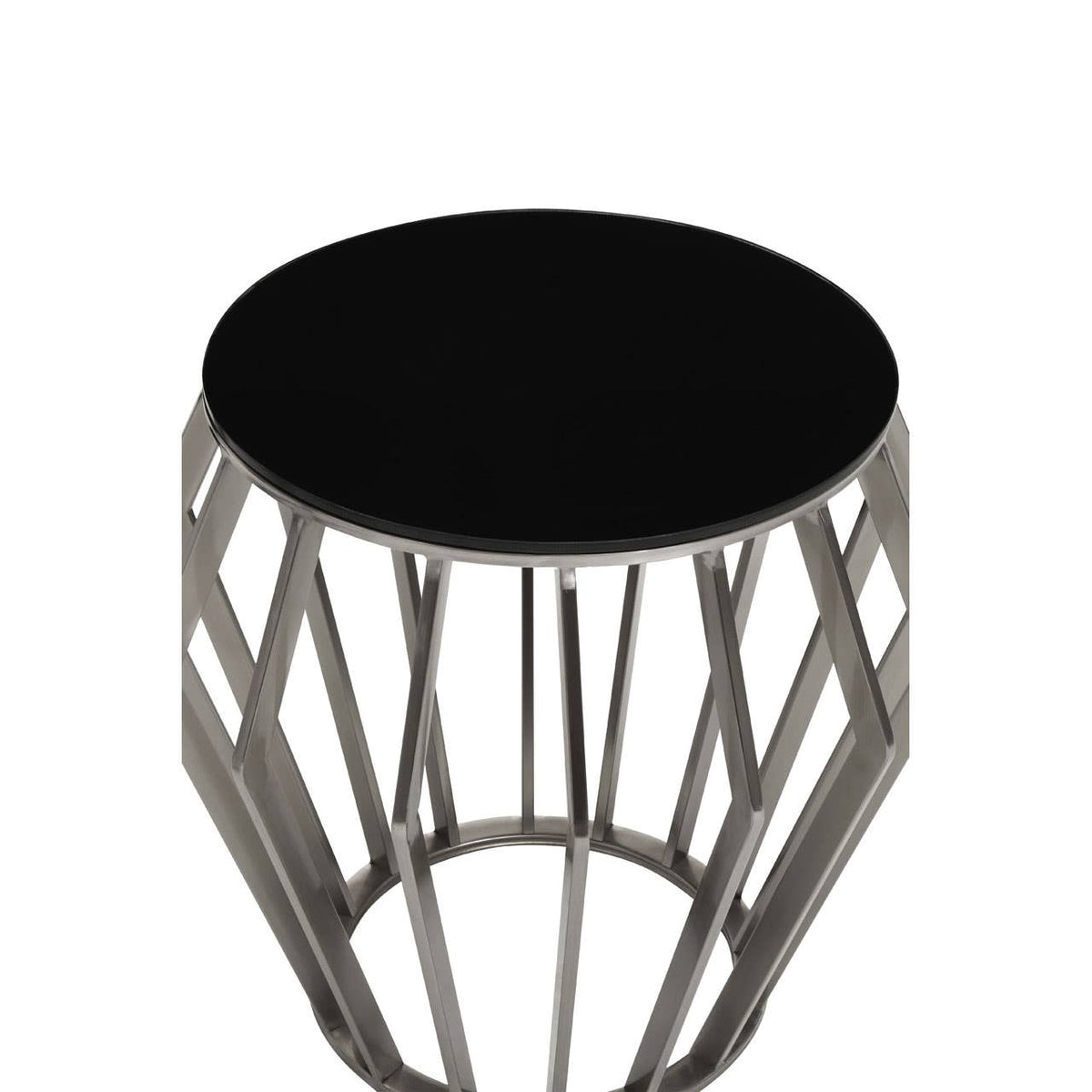 Monaco Large Round Side Table with Black Glass 