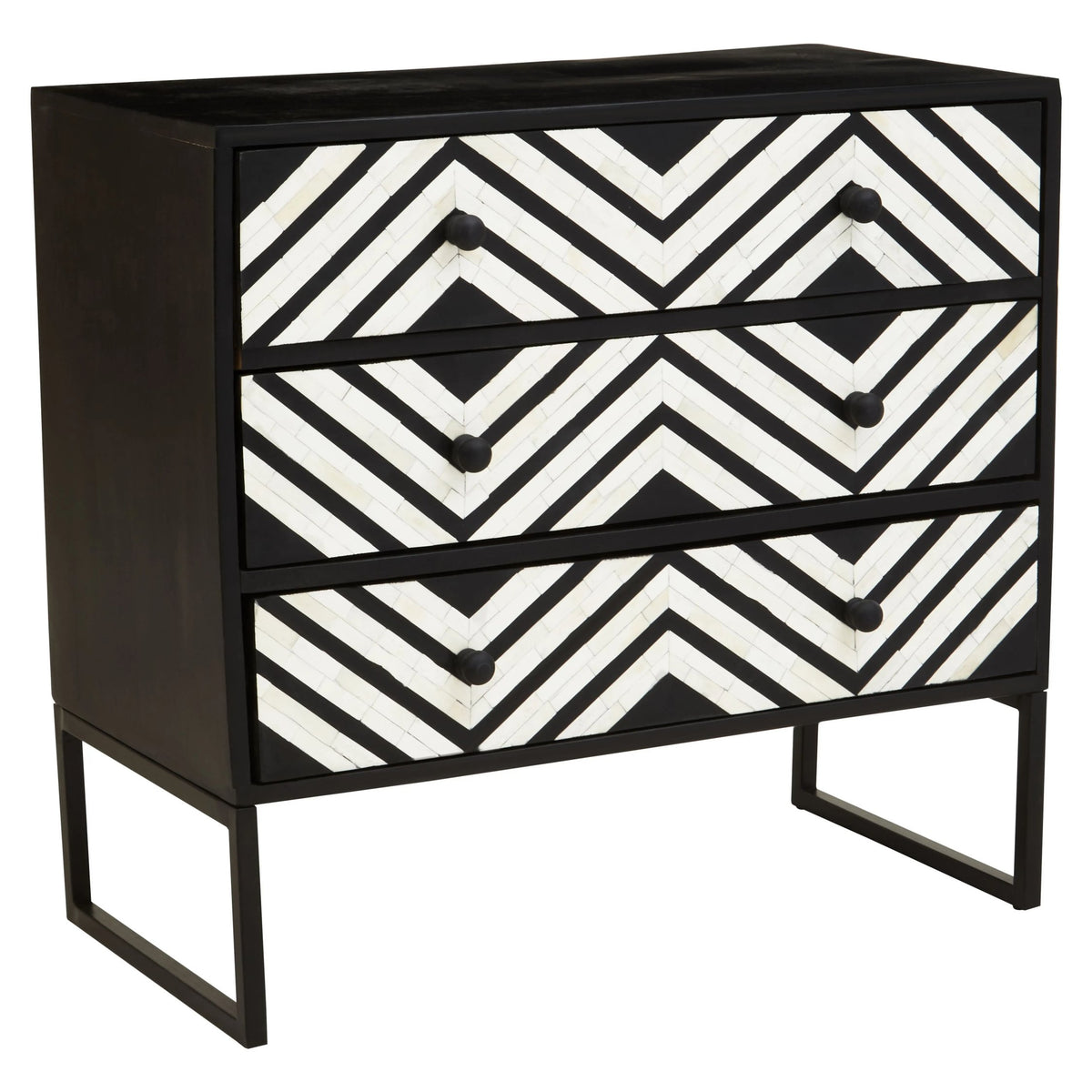 Porto Three Drawer Chest with Bone Inlay