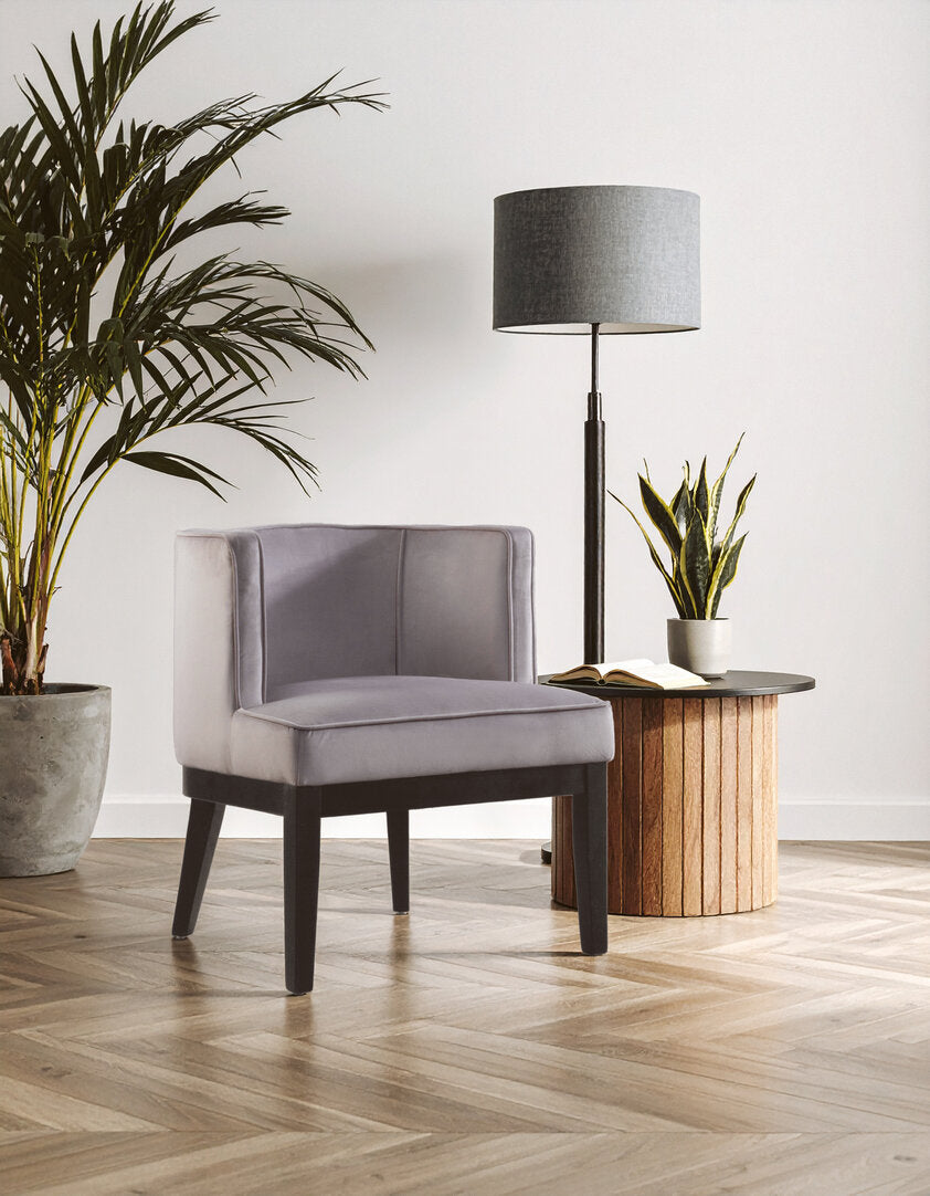 Balmoral Light Grey Velvet Curved Back Chair