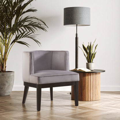 Balmoral Light Grey Velvet Curved Back Chair