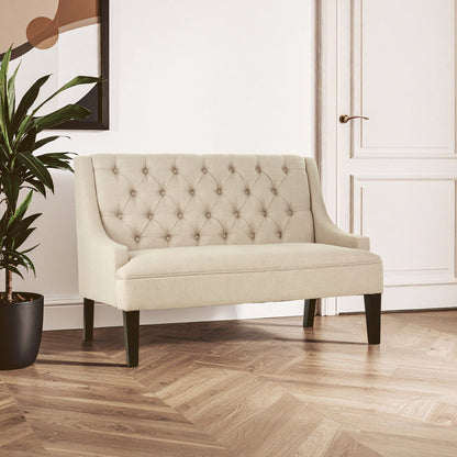 Lisbon High Back Natural Linen Bench