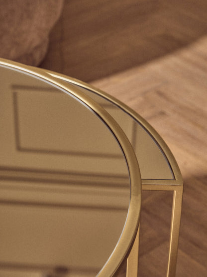 Chelsea 5 Piece Mirrored Top Nesting Tables Set with Gold Frame