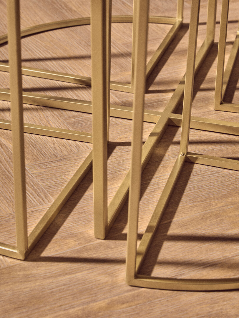 Chelsea 5 Piece Mirrored Top Nesting Tables Set with Gold Frame