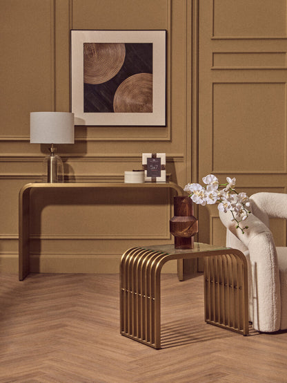 Valencia Matte Gold Slatted Console Table