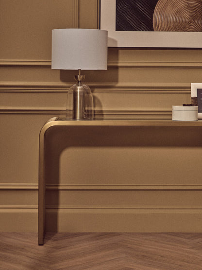 Valencia Matte Gold Slatted Console Table