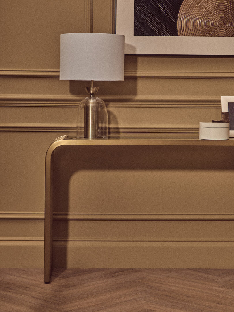 Valencia Matte Gold Slatted Console Table