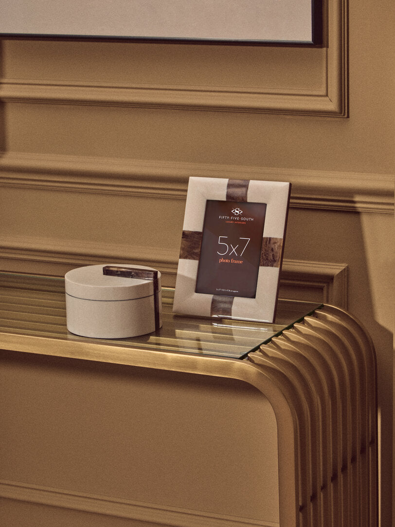 Valencia Matte Gold Slatted Console Table