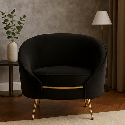 Penzance Black Velvet Armchair