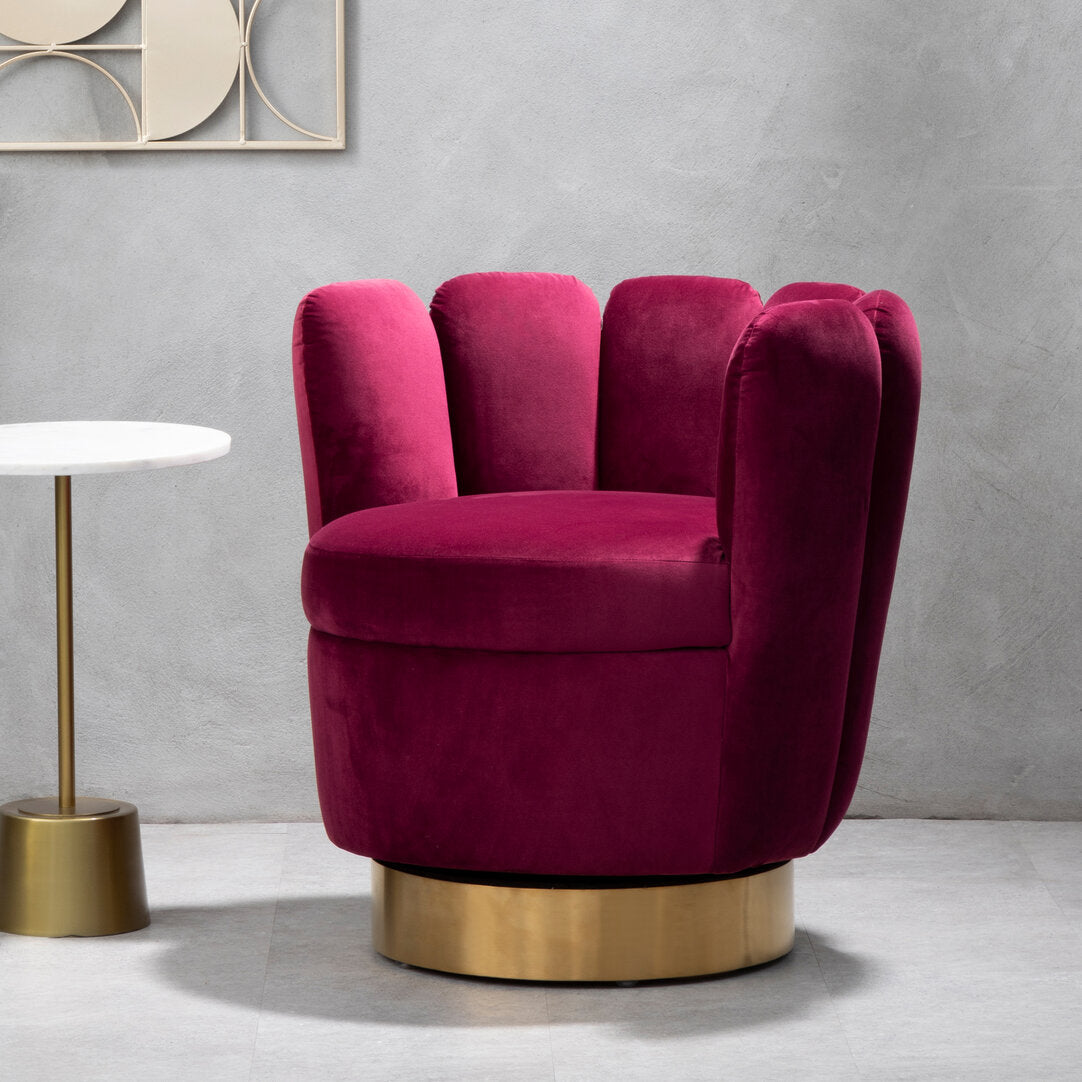 Como Wine Velvet Accent Chair