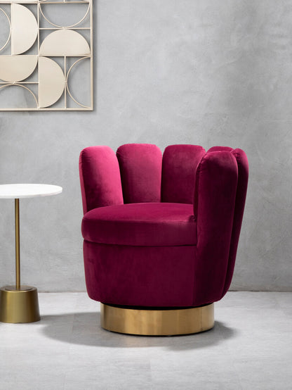 Como Wine Velvet Accent Chair