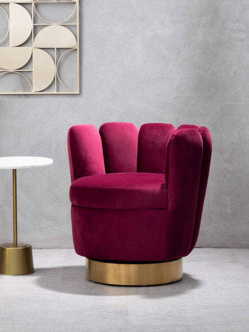 Como Wine Velvet Accent Chair