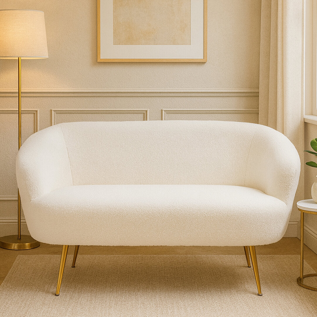 Cordoba Two Seat Sofa With Gold Finish Legs