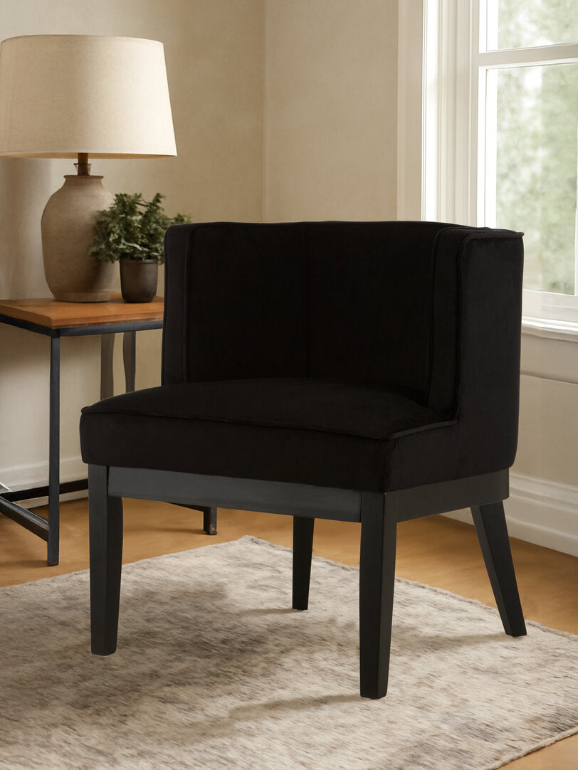 Balmoral Black Velvet Curved Back Chair