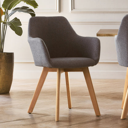 Richmond Grey Fabric Chair With Wood Legs